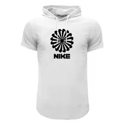 تیشرت کلاه دار آستین کوتاه سفید طرح nikeمدلo0706