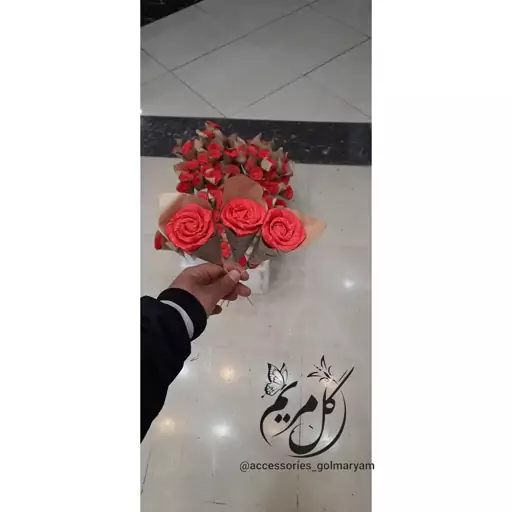 شاخه گل کاغذی پک سه عددی رنگ قرمز 