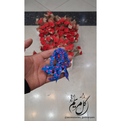 کش مو دخترانه طرح دار مدل خرگوشی رنگ آبی پک 2 عددی 