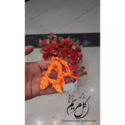 کش مو دخترانه طرح دار مدل خرگوشی رنگ نارنجی پک دو عددی 