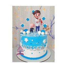 کیک تولد پسرانه بچه رییس  شیک .رنگ آبی.فوندانت