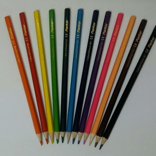 لوازم تحریر - مداد رنگی پنتر  12 رنگ با جعبه مقوایی کشویی