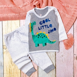 سیسمونی ست دوتیکه پیراهن و شلوار نوزادی طرح دایناسور مناسب از 3تا 18 ماه