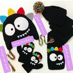  شال و کلاه و دستکش بافتنی کودک طرح اژدها