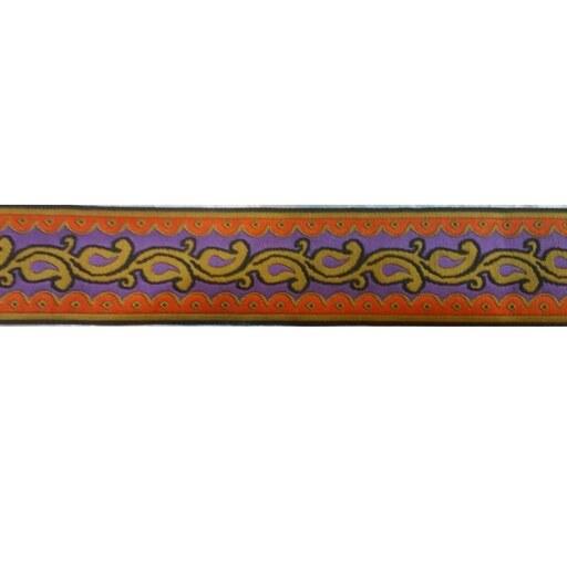 نوار یراق سنتی طرح بته جقه بنفش (نوار تزیینی مانتو)(طول یک متر - عرض 3 سانت)