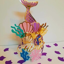 تاپر کیک تولد دستسازه کامل اکلیلی تم دخترانه پری دریای
