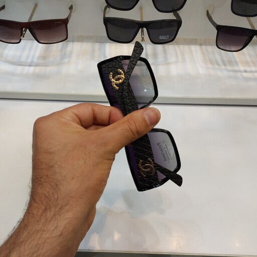 عینک آفتابی زنانه مربعی مارک چنل یووی 400 کیفیت بالا(رنگ مشکی )