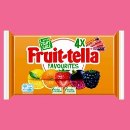 تافی میوه ای  fruit tella  با  عطر و طعم واقعی میوه ها  تولید هلند بسته 40 عددی 