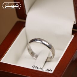 حلقه نقره تک مردانه طرح رینگ ساده (آبکاری طلا سفید)