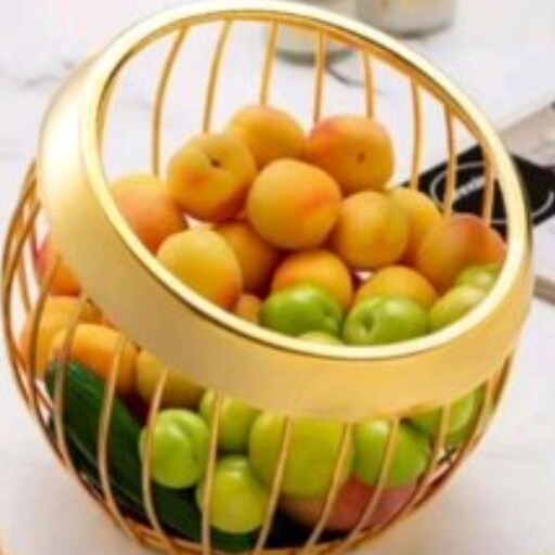 سبد میوه فلزی طلایی رنگ وزن سبک  سایز متوسط 
