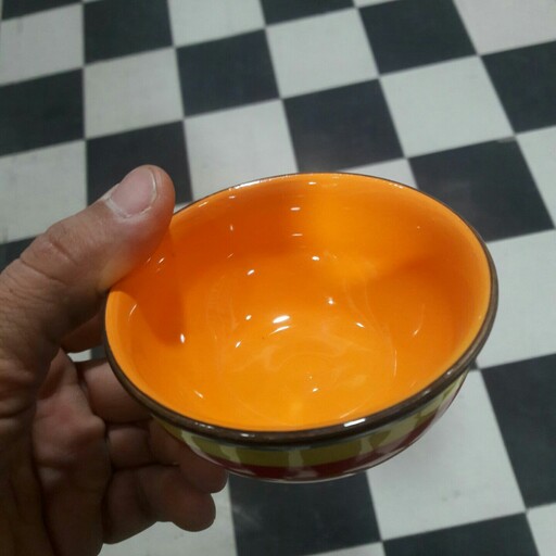 کاسه سوپ خوری 6 عددی قطر 13 سانت رنگین کمان کف نارنجی سرامیکی درجه 1 جهت سرو در مجالس و مهمانیها