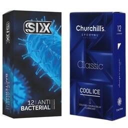 چرچیلز مدل Cool Ice بسته 12 عددی به همراه سیکس مدل آنتی باکتریال 12عددی