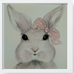 قاب نقاشی آبرنگ خرگوش گالری هیدی مناسب سیسمونی و اتاق کودک