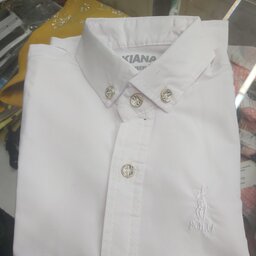 پیراهن سفید پسرانه ساده پارچه نگال   در سایزبندی 35 تا 60