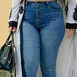 شلوار جین زنانه لول جلو دکمه سایز 31 و32 رنگ تصویر کیفیت عالی وکشی