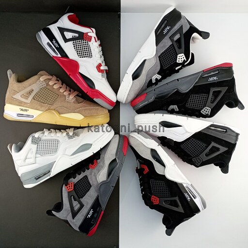 کفش جردن Nike Jordan 4 مردانه وزنانه رنگ  سفید طوسی 37 تا 45 ( کتونی جردن - جردن 4 - jordan 4  - کفش ایر جردن   ) 