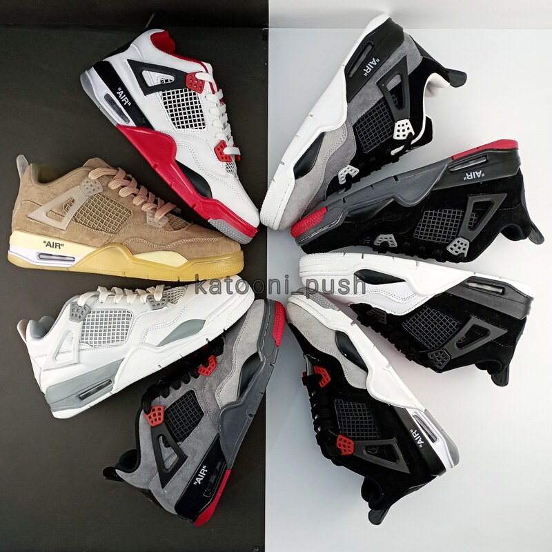 کفش جردن Nike Jordan 4 مردانه زنانه رنگ  سفید طوسی سبز  37 تا 45 ( کتونی جردن - جردن 4 - jordan 4  - کفش ایر جردن   ) 
