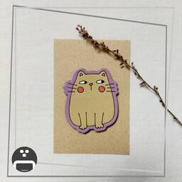 پیکسل  - مگنت - استیکر  طرح گربه متعجب پیکسل ساز - جنس چوبی و نقاشی شده - ضدآب