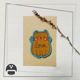پیکسل  - مگنت - استیکر  طرح گربه عاشق پیکسل ساز - جنس چوبی و نقاشی شده - ضدآب