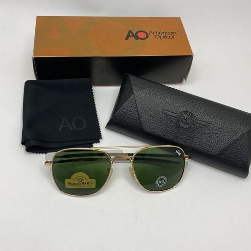 عینک AO  آمریکن اپتیکال شیشه سنگ سبز با پک کامل اورجینال  سایز 54