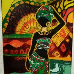 ویترای روی  شیشه طرح زن آفریقایی سایز 40در50 