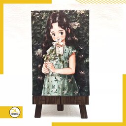 مینی بوم و تابلوی خلاقانه هنری دخترانه4 به ابعاد 10×15 به همراه پایه نگهدارنده طرح بوم نقاشی