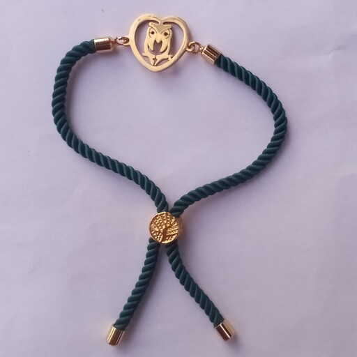 دستبند زنانه و دخترانه سبز یشمی طرح جغد مارشال رنگ ثابت نیل