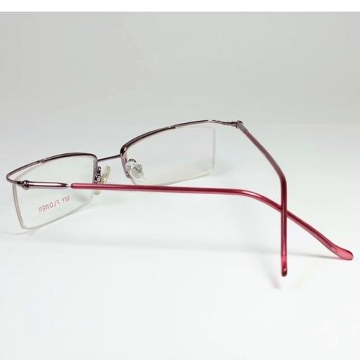 فریم عینک طبی زنانه فلزی نیمه فریم ظریف صورتی 017