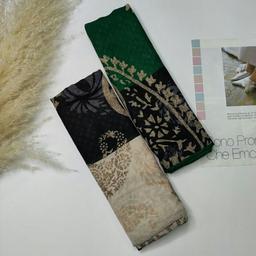 روسری سوپر نخ گارزا  طرح سنتی قواره 135 سانتیمتر دور دست دوز