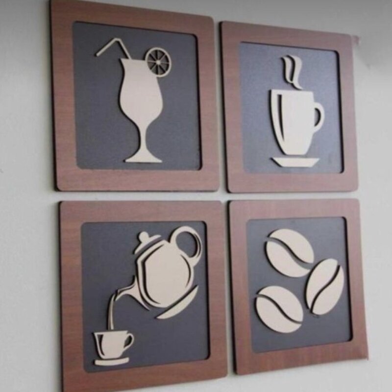 تابلو چند   تیکه کافه و قهوه برای استفاده آشپزخانه و کافه 