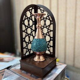 صنایع دستی-گلدان صراحی فیروزه کوبی بهمراه جعبه تندیسی -مناسب برای هدیه و همایش
