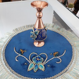 پک صنایع دستی-گلدان مس و نقاشی همراه با پارچه جواهر دوزی در بسته بندی جیر