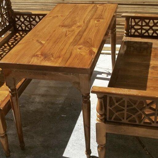 میز ناهار خوری فندوقی 120در60 چوبی تحویل در باربری مقصد 