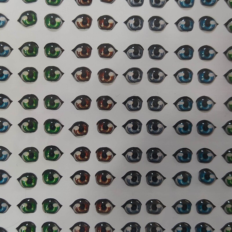 چشم رزینی 7 میل مدل انیمه هر بسته شامل 5 جفت رنگها بصورت رندوم