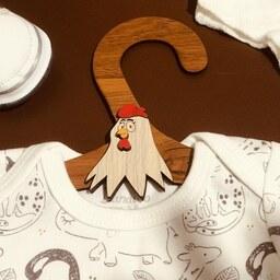 چوب لباسی کودک ( رخت آویز ) سیسمونی بچه طرح مرغ فانتزی 