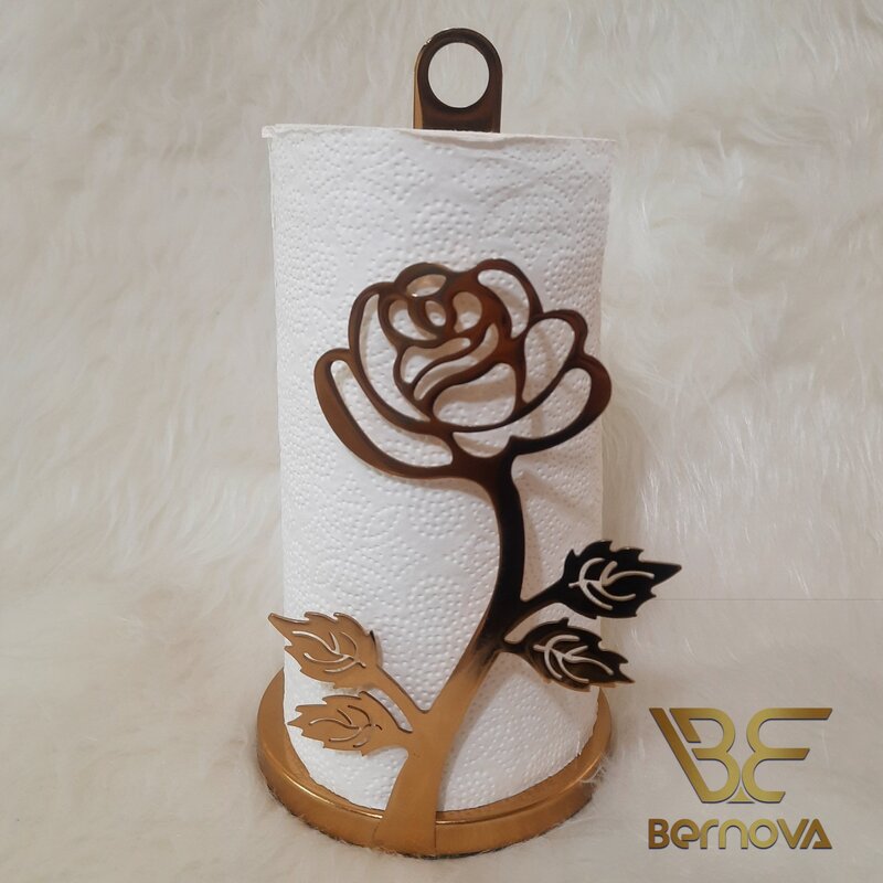 جادستمال رول ( پایه رول دستمال کاغذی ) برنوا مدل گل صدپر طلایی