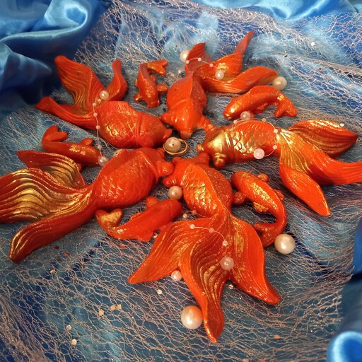 خرید و قیمت ماهی قرمز جنس سنگ مصنوعی بسیار زیبا و مخصوص سفره هفت سین از  غرفه صنایع دستی نیکو