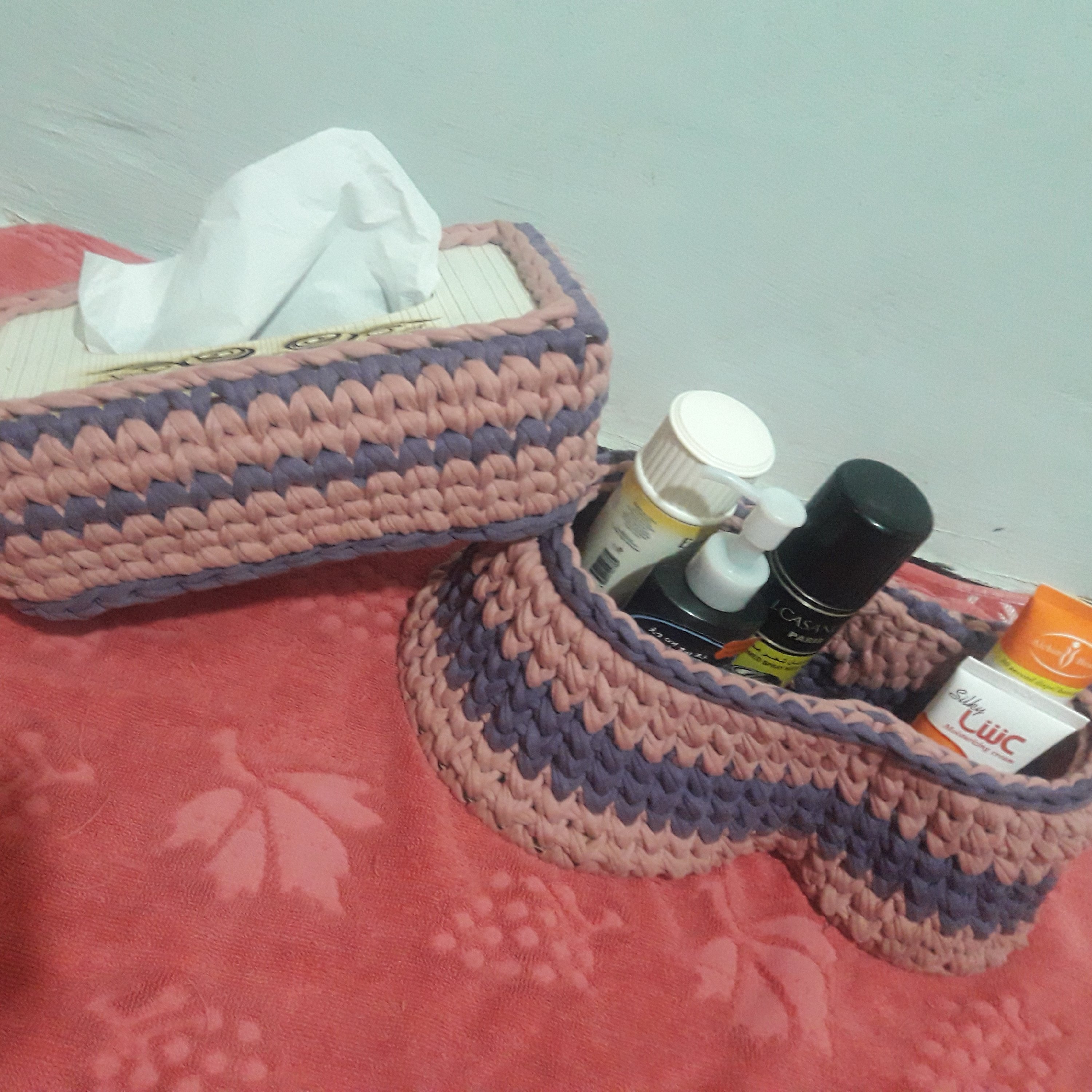 ست  نظم دهنده دوقلو  همراه با جادستمالی  تریکویی دو رنگ 