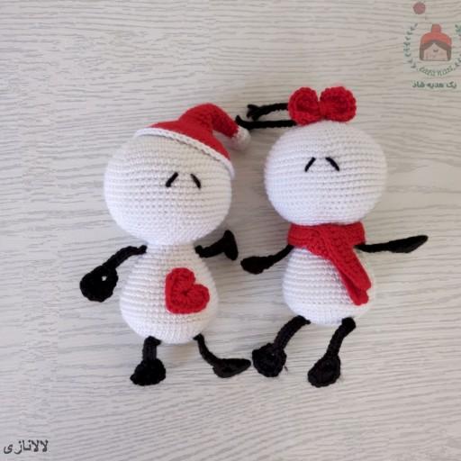 اسباب بازی دست بافت وست عروسک بافتنی بیگلی میگلی طرح زوج عاشق ( کد 60296 )