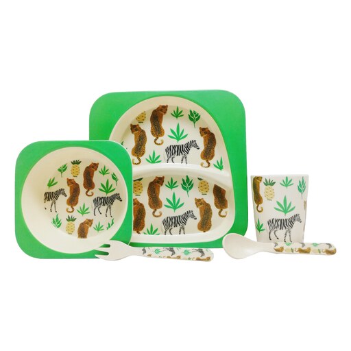 ظرف غذای کودک بامبو فایبر (سرویس غذاخوری - ظرف کودک)ست 5 تکه جنگل کد Gw120101029
