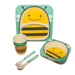 ظرف غذای کودک بامبو فایبر(سرویس غذاخوری-ظرف کودک)ست 5تکه زنبور عسل کدGw120101025