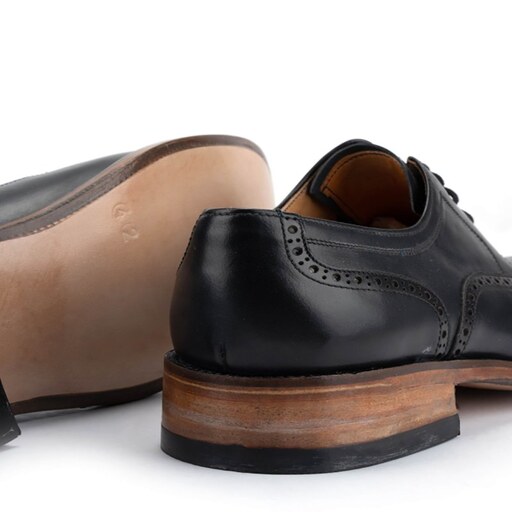 کفش مردانه چرم طبیعی کد L.Z224-1  رنگ مشکی 