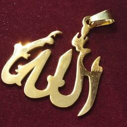 پلاک آویز گردنبند استیل طلایی طرح الله کد16