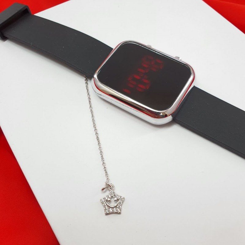 ساعتمچی ال ای دی دکمه سایز زنانه و پسرانه و دخترانه نمایش تقویم led