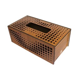جعبه دستمال کاغذی چوبی سینور  کد 003 طرح مربع دولایه مقاوم و زیبا مناسب دستمال 100 برگ برای مصارف خانگی و اداری و تجاری