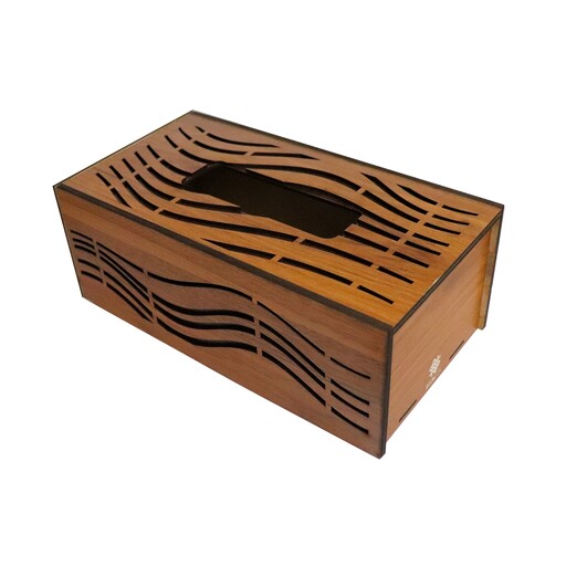 جعبه دستمال کاغذی چوبی سینور  کد 011 طرح موج دولایه مقاوم و زیبا مناسب دستمال 200 برگ برای مصارف خانگی و اداری و تجاری