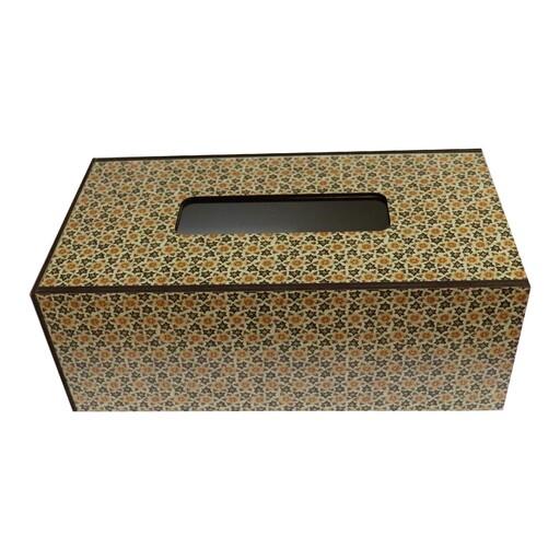 جعبه دستمال کاغذی چوبی سینور  کد 016 طرح خاتم دولایه مقاوم و زیبا مناسب دستمال 200برگ برای مصارف خانگی و اداری و تجاری
