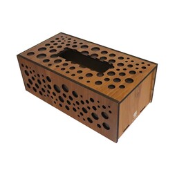 جعبه دستمال کاغذی چوبی سینور  کد 022 طرح دایره دولایه مقاوم و زیبا مناسب دستمال 300برگ برای مصارف خانگی و اداری و تجاری