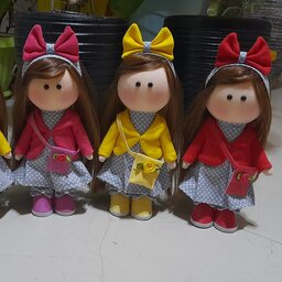عروسک روسی  مجموعه دو عددی ست دختر پاپیونی و  پسر کت شلواری ارتفاع عروسک 20 سانت میباشد