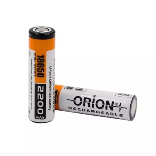 باتری اوریون 18650 لیتیوم یون  ظرفیت 2200mAh مارک ORION مدل 5C - مناسب دلر شارژی 